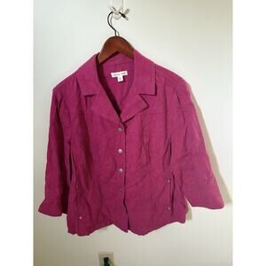 Coldwater Creek Womens Size 20 Blazer Jacket Floral Embossed Boho Pink Snap